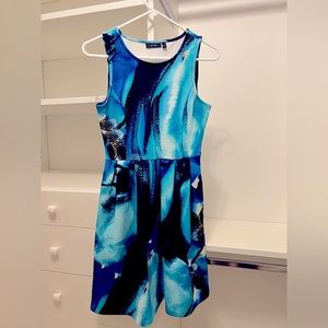 APT 9 Blue Abstract Print Dress